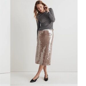 Madewell Sequin Midi Skirt In Fallen Timber NWT